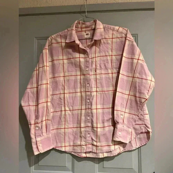 Levi’s women’s HENRI FLANNEL BUTTON-UP SHIRT size Large - Picture 3 of 7